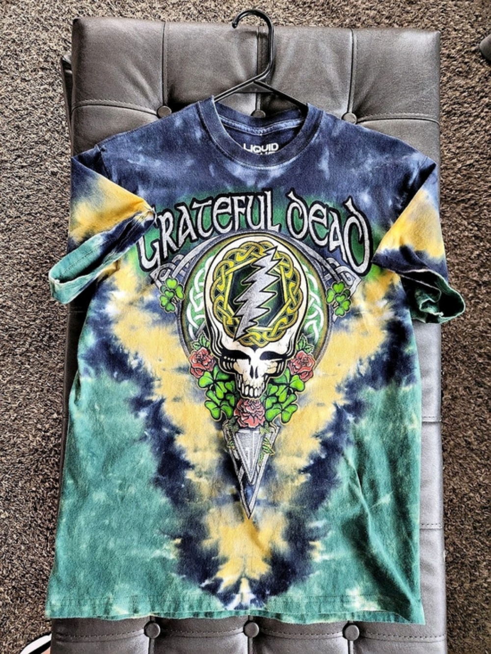 Liquid Blue Grateful Dead Celtic Mandala Tie-Dye T-Shirt Blue & Green Medium